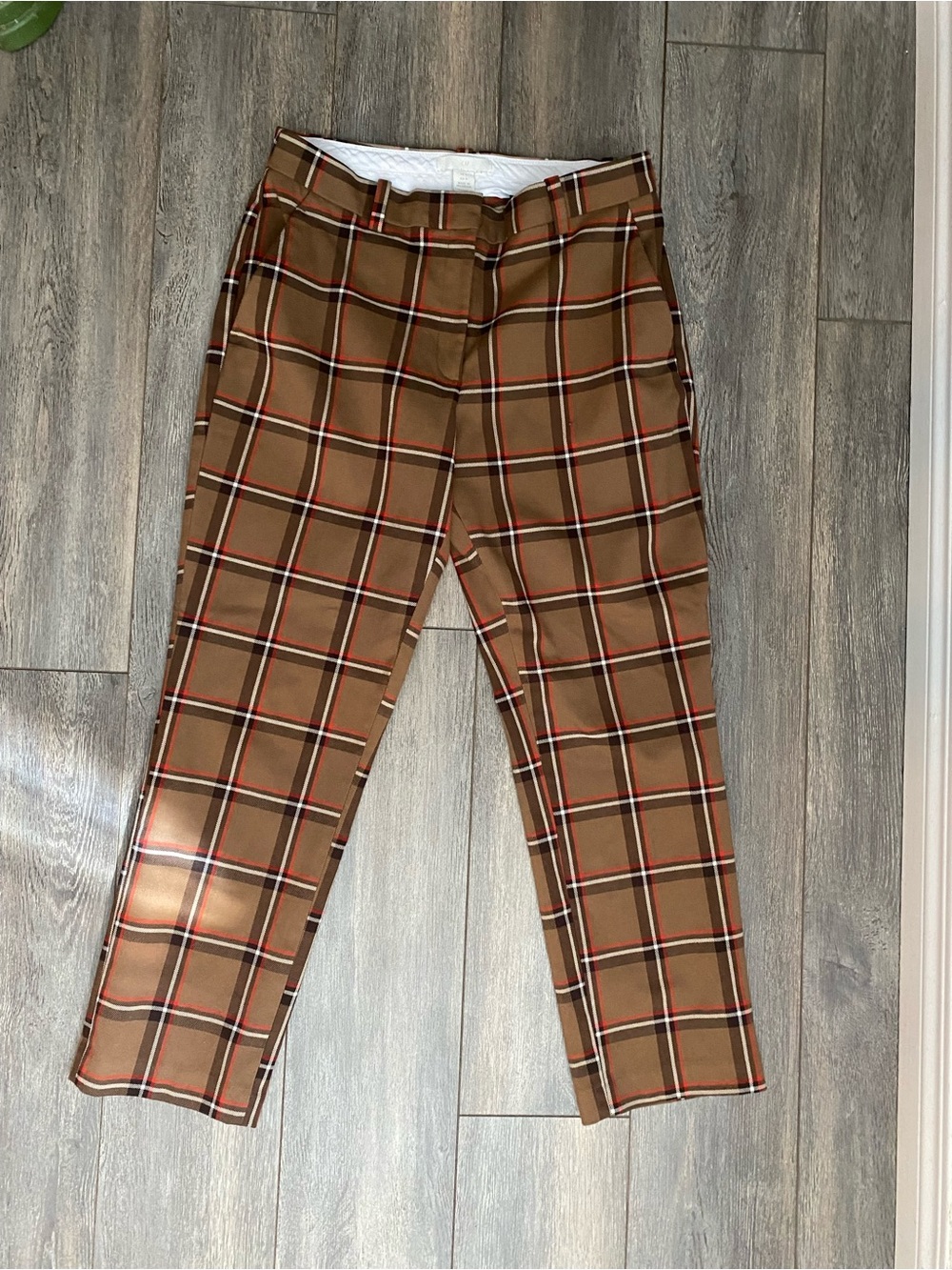 H&M Tan Plaid Chinos with Red & Black Accents